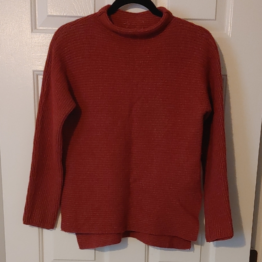Merino Wool Cashmere Cowl Neck Sweater Women's Small Maroon Cottagecore - Picture 2 of 7